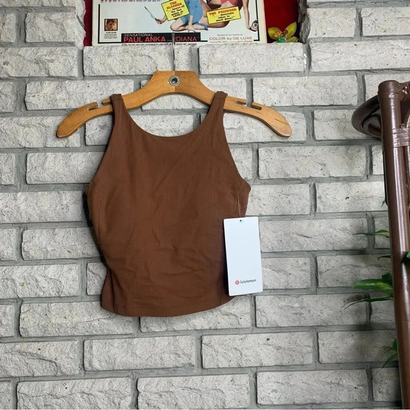 Lululemon Align Ribbed High-Neck Tank Top Roasted Brown - Picture 2 of 7